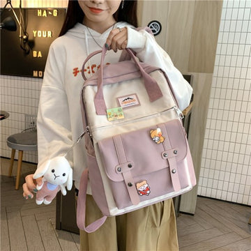 Kylethomasw College Student Female Backpack Travel Fashion Women School Bag Book Ladies New Backpack Girl Laptop Waterproof Nylon Bag Kawaii